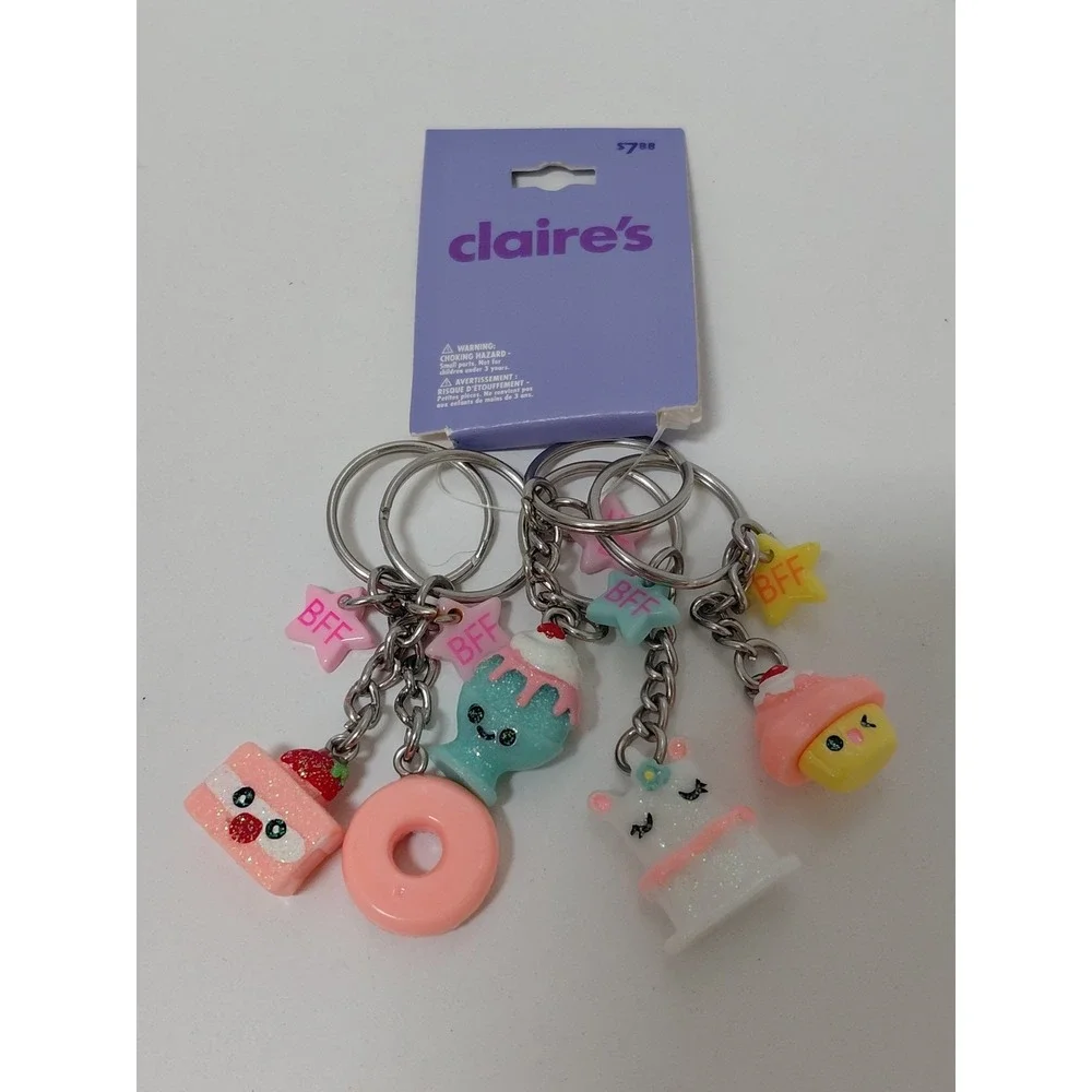 Claire's BFF Sweet Treats Keychain Set 5 Pack Glitter Food Charms New